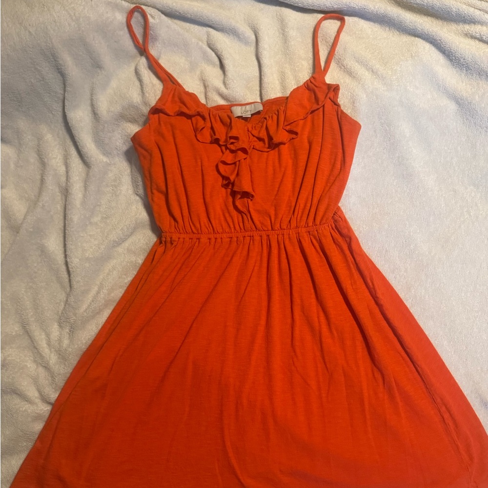 LOFT Orange Ruffle Dress
